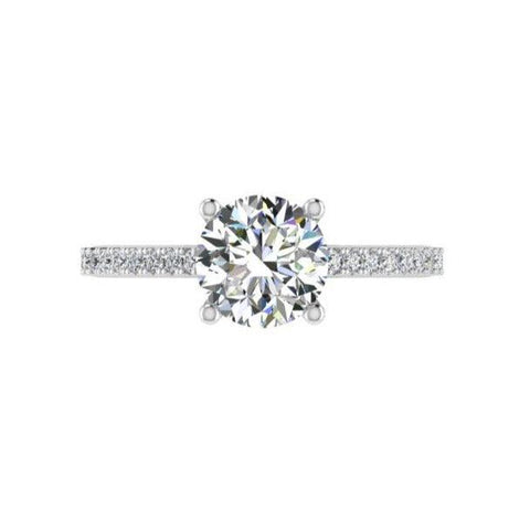 Round Diamond Side Stone Engagement Ring - Thenetjeweler