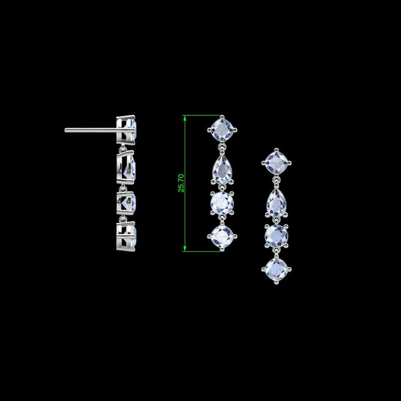 14k Gold Fantasy Cut Diamond Dangle Earrings - Thenetjeweler