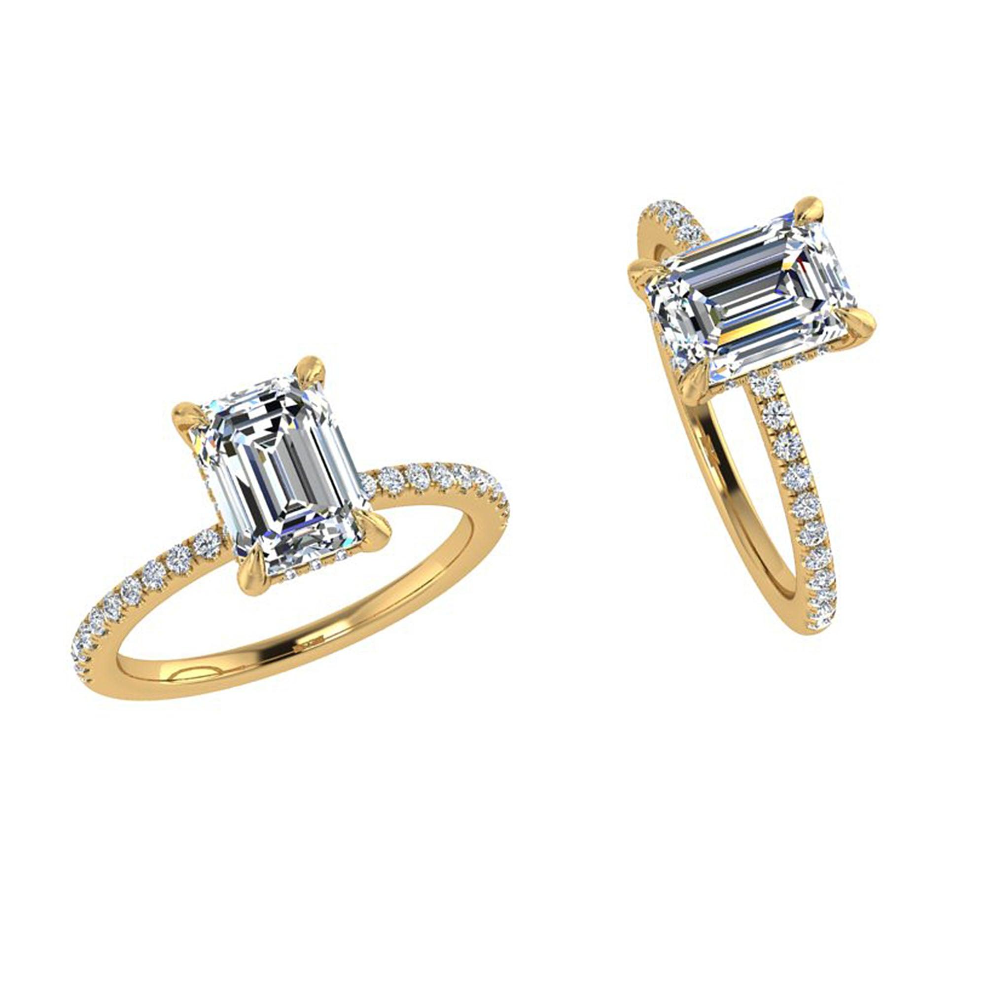 Emerald Cut Diamond Cathedral Engagement Ring - Thenetjeweler