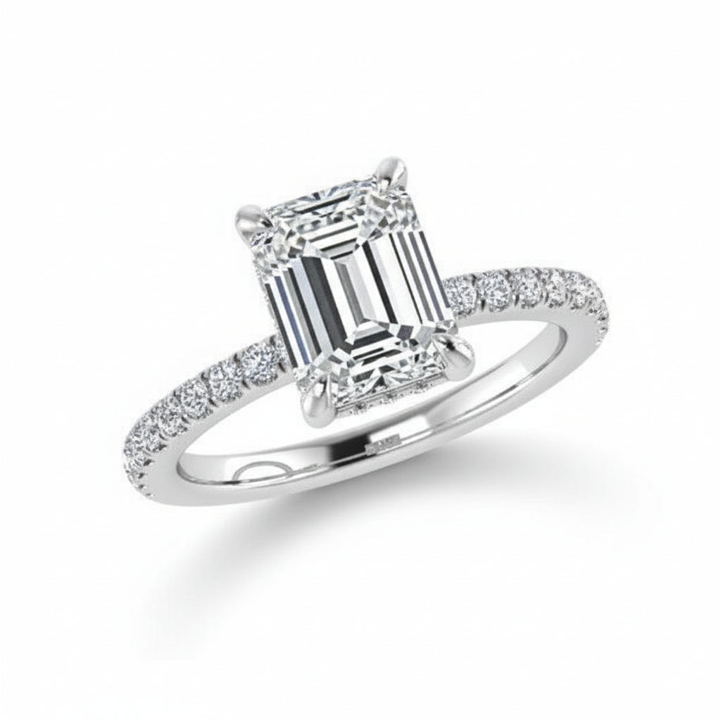 Emerald Cut Diamond Engagement Ring 0.36 carats - Thenetjeweler