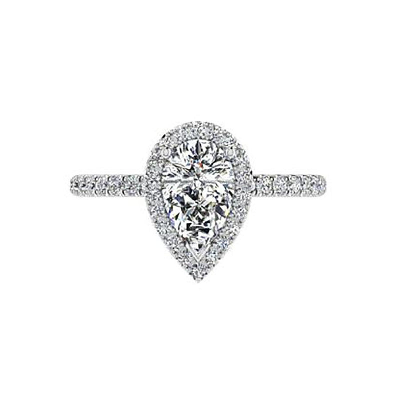 Pear Halo Diamond Engagement Ring 0.38 ct - Thenetjeweler