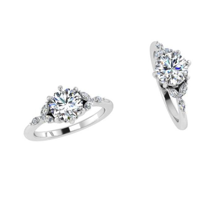 Petals Marquise Diamond Engagement Ring (version 2) - Thenetjeweler
