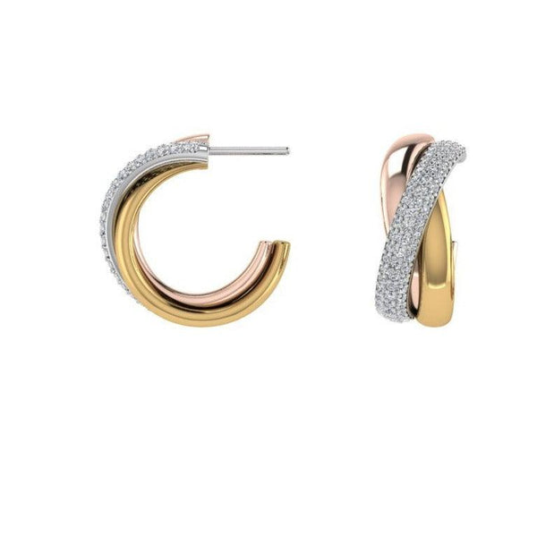 3 Tone Gold Diamond Earring - Thenetjeweler