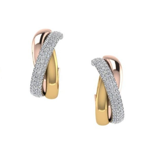 3 Tone Gold Diamond Earring - Thenetjeweler