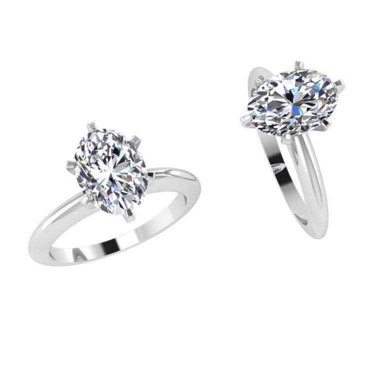 6 prong oval diamond ring - Thenetjeweler