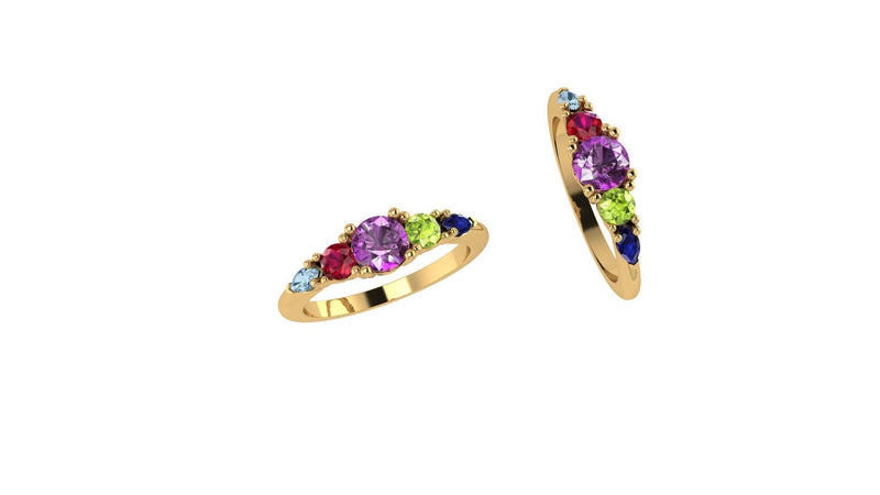 Family ring with 5 birthstones - Thenetjeweler