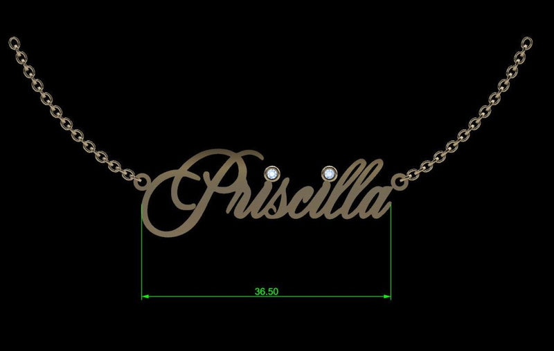 Personalized Name Necklace Priscilla with Diamond - Thenetjeweler