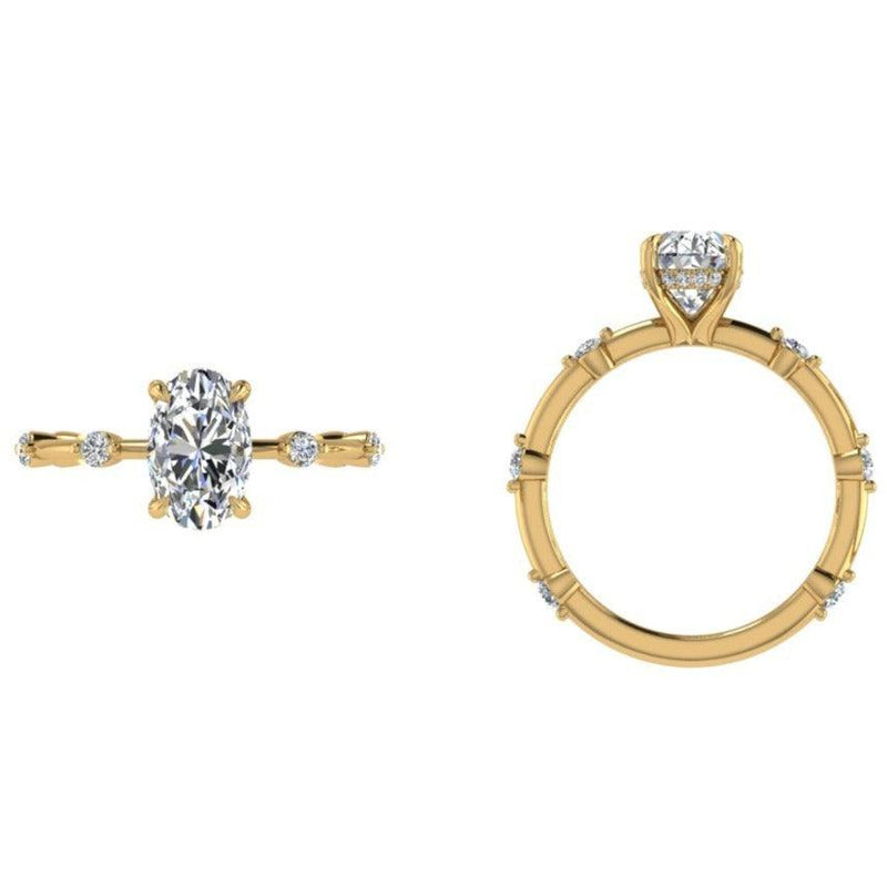 Oval Diamond Ring with Hidden Halo - Thenetjeweler