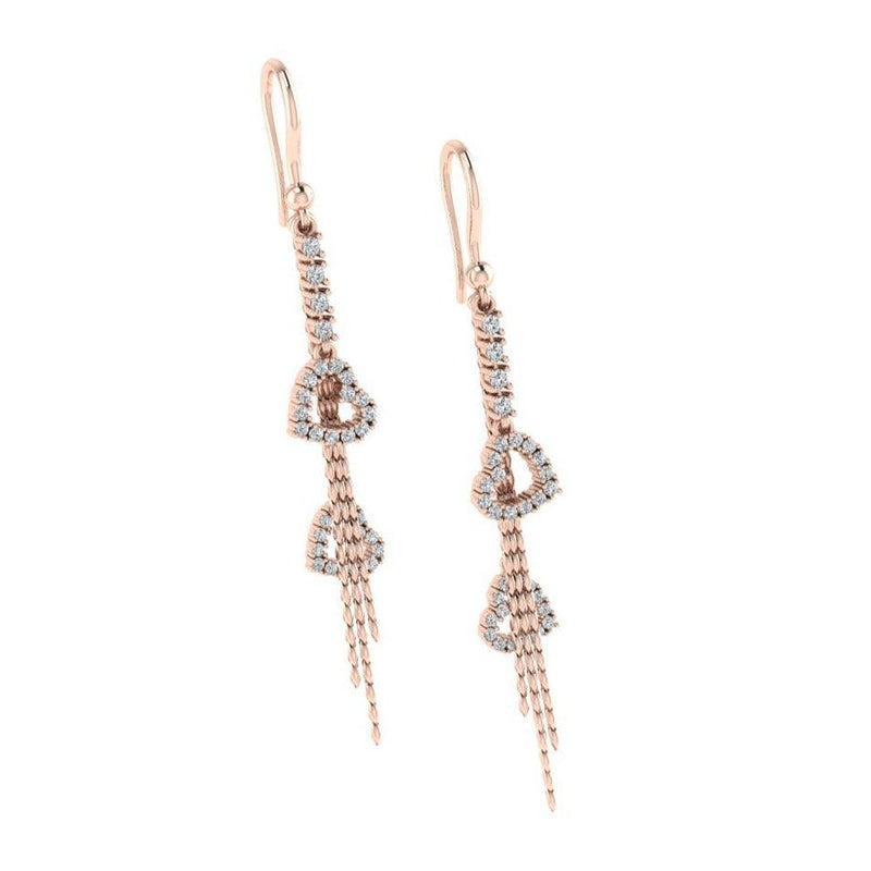 Heart Diamond Drop Earrings 14k White Gold - Thenetjeweler