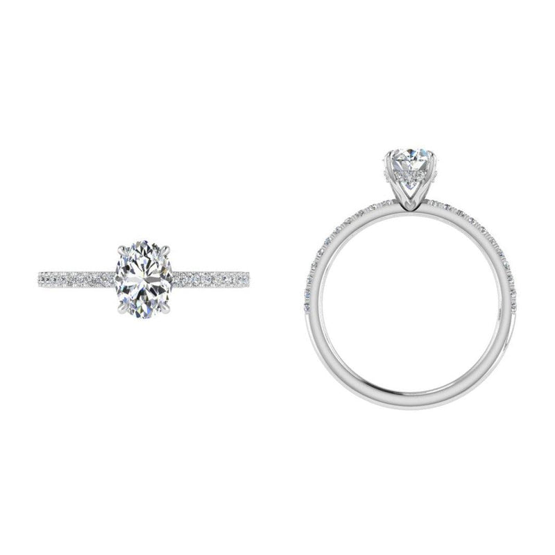Oval cut solitaire hidden halo diamond engagement ring - Thenetjeweler