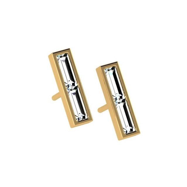 Diamond Bar Earrings 14K Gold - Thenetjeweler