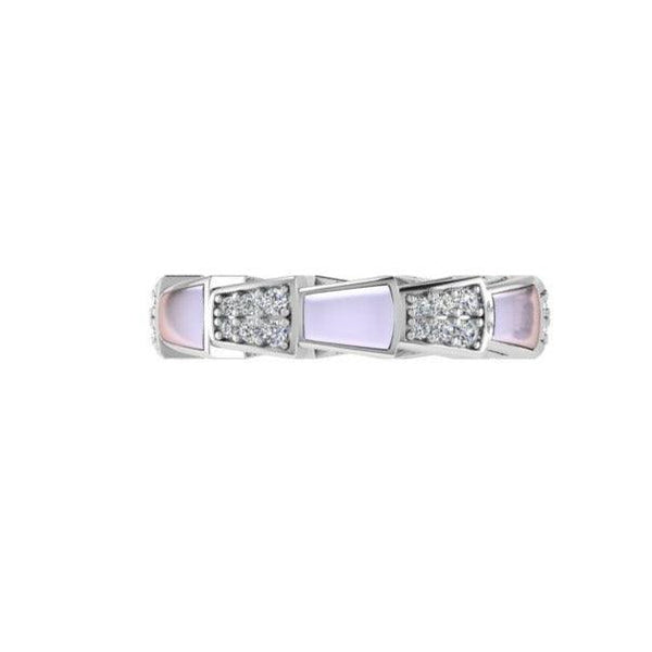 Mother of Pearl and White Diamonds Band Ring - Thenetjeweler