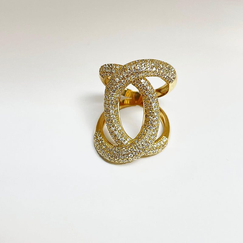 Diamond Crossover Ring Yellow Gold - Thenetjeweler