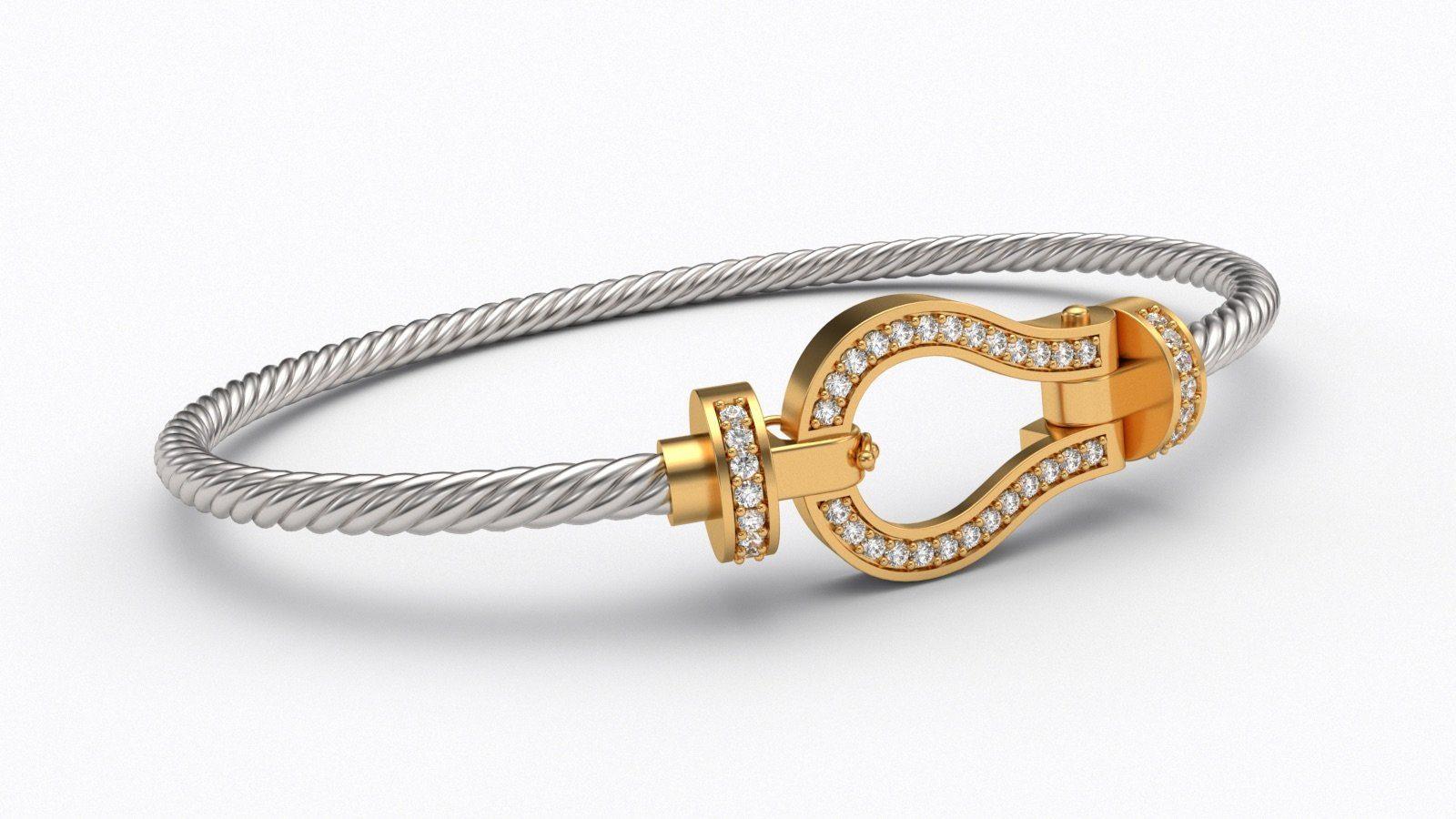 Cable and Diamond Bracelet 10K Gold - Thenetjeweler
