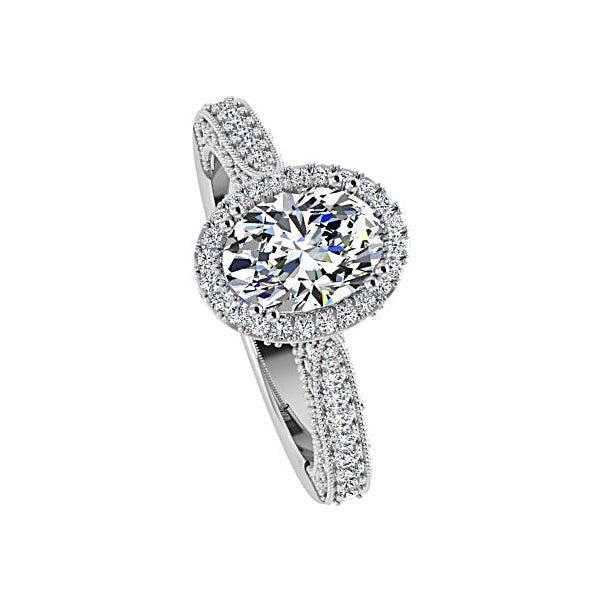 Milgrain Diamond Engagement Ring 18K Gold Prong Detailing - Thenetjeweler