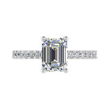 Emerald Cut Diamond  Engagement Ring with Side Stones - Thenetjeweler