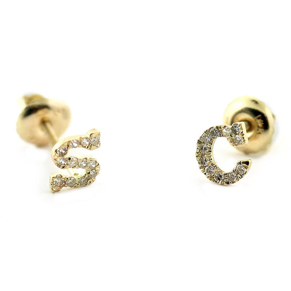 Diamond Initial Stud Earrings 0.24CT - Thenetjeweler
