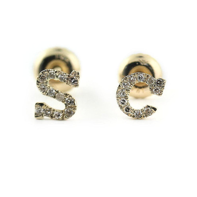 Diamond Initial Stud Earrings 0.24CT - Thenetjeweler