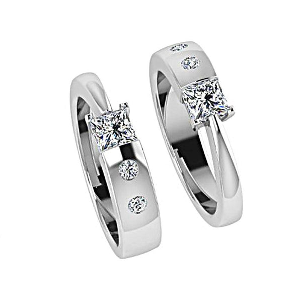 Princess Diamond and Round Diamond Ring - Thenetjeweler