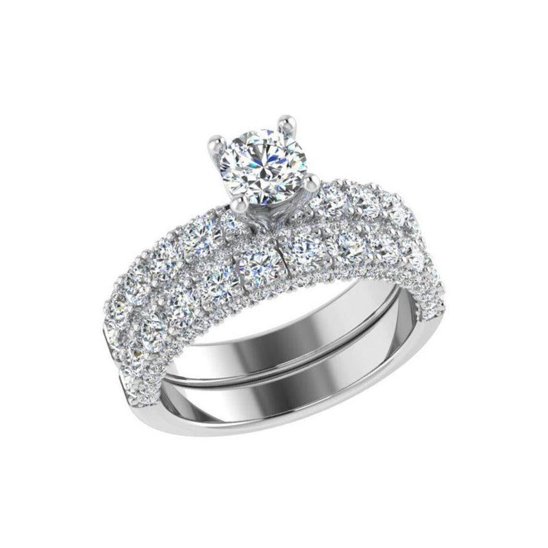 Engagement Ring and Half Eternity White Gold - Thenetjeweler