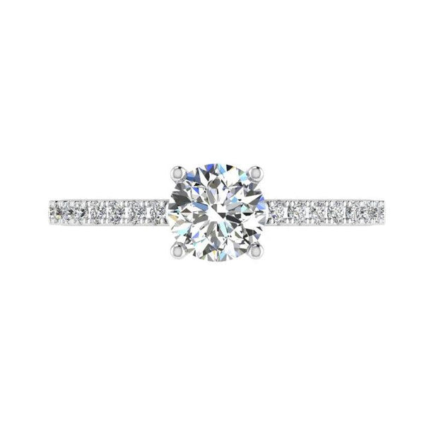 Round Diamond Engagement Ring Side Stones (0.30 ct.tw. 18K) - Thenetjeweler