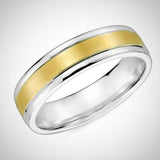 Two Tone Wedding Ring Comfort Fit Band 14k White and Yellow Gold 6 mm - Thenetjeweler
