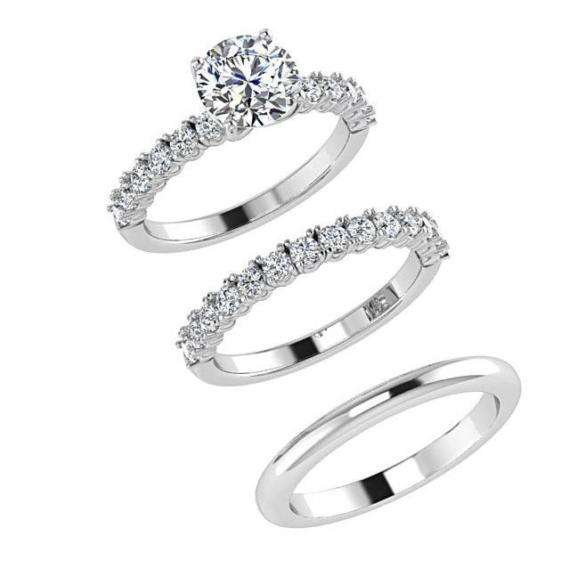 Matching Diamond Engagement and Wedding Rings - Thenetjeweler