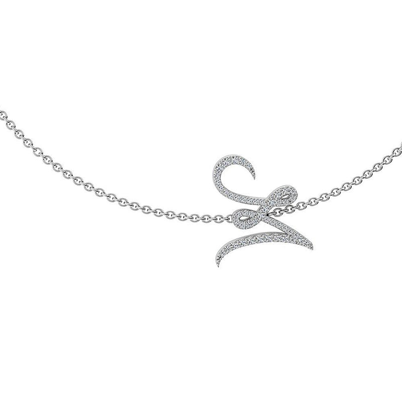 Diamond Script Initial Necklace - Thenetjeweler