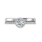 Round Diamond Halo Engagement Ring and Wedding Band - Thenetjeweler