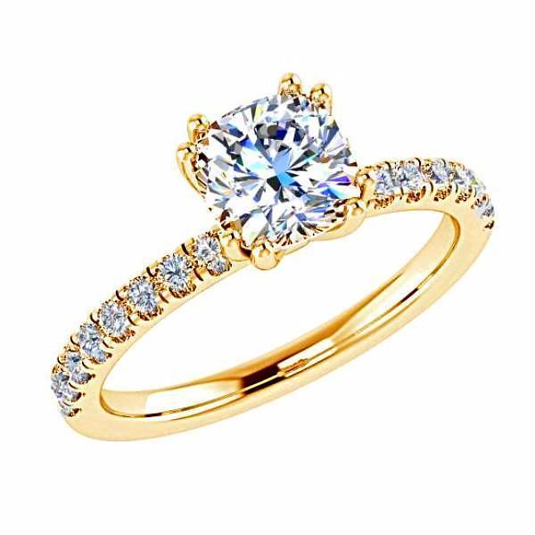 Cushion Diamond Double Prong Setting 18K Gold (0.22 ct.tw.) - Thenetjeweler