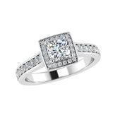 Princess-Cut Halo Diamond Engagement Ring 18k White Gold - Thenetjeweler