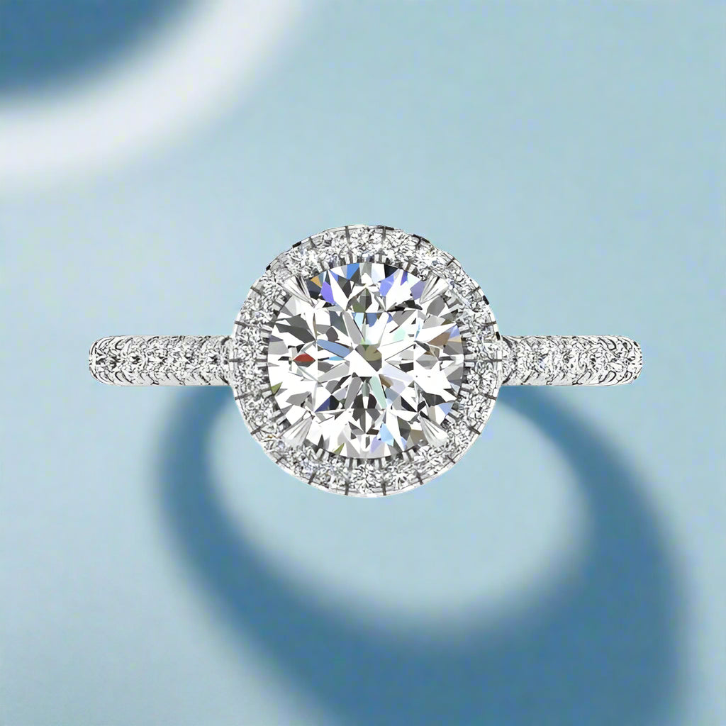 Platinum Round Diamond Halo Engagement Ring 0.40 ct. tw. - Thenetjeweler