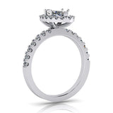 Marquise Halo Diamond Engagement Ring with Side Stones 18k White Gold - Thenetjeweler