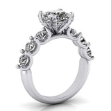 Cushion Cut Diamond Side Stones Engagement Ring 18K White Gold - Thenetjeweler