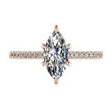 Marquise Diamond Engagement Ring with Side Stones 18K Rose Gold (0.21 ct. tw) - Thenetjeweler