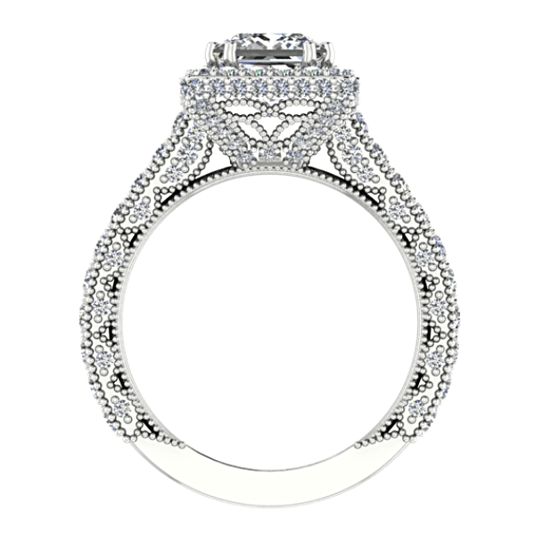 Princess Diamond Halo Engagement Ring 18K White Gold Setting - Thenetjeweler
