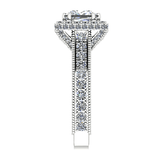 Princess Diamond Halo Engagement Ring 18K White Gold Setting - Thenetjeweler