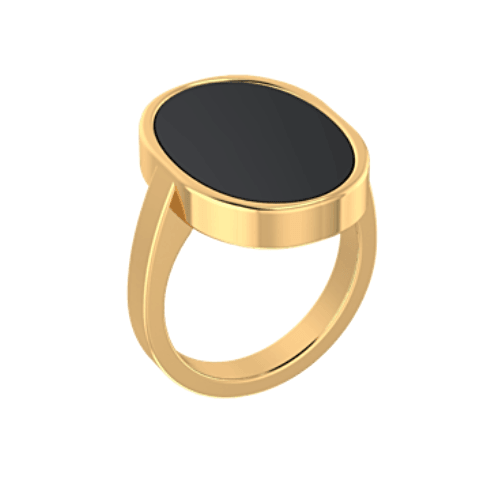 Oval Black Onyx Ring Yellow Gold - Thenetjeweler