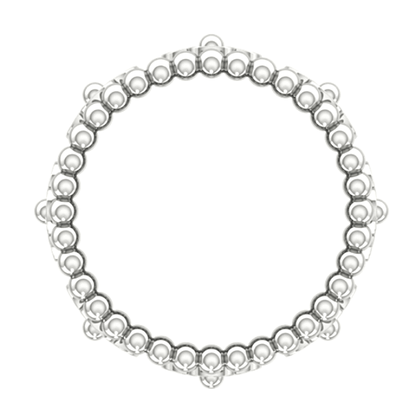 Flower Design Diamond Ring with Sphere Band 18K White Gold - Thenetjeweler