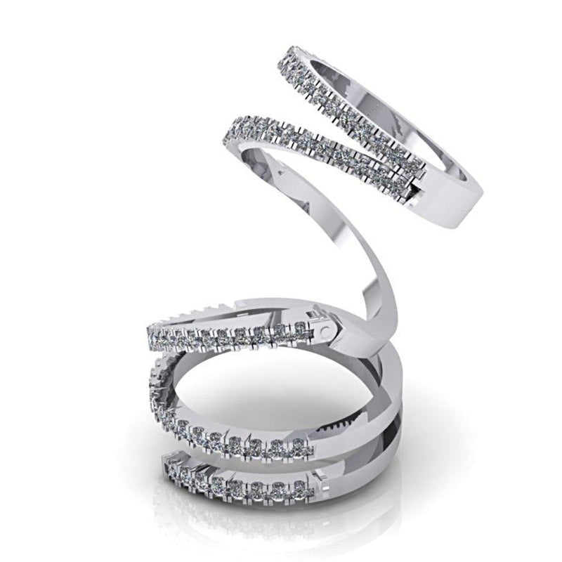 Diamond Spiral Design Ring 14K White Gold - Thenetjeweler