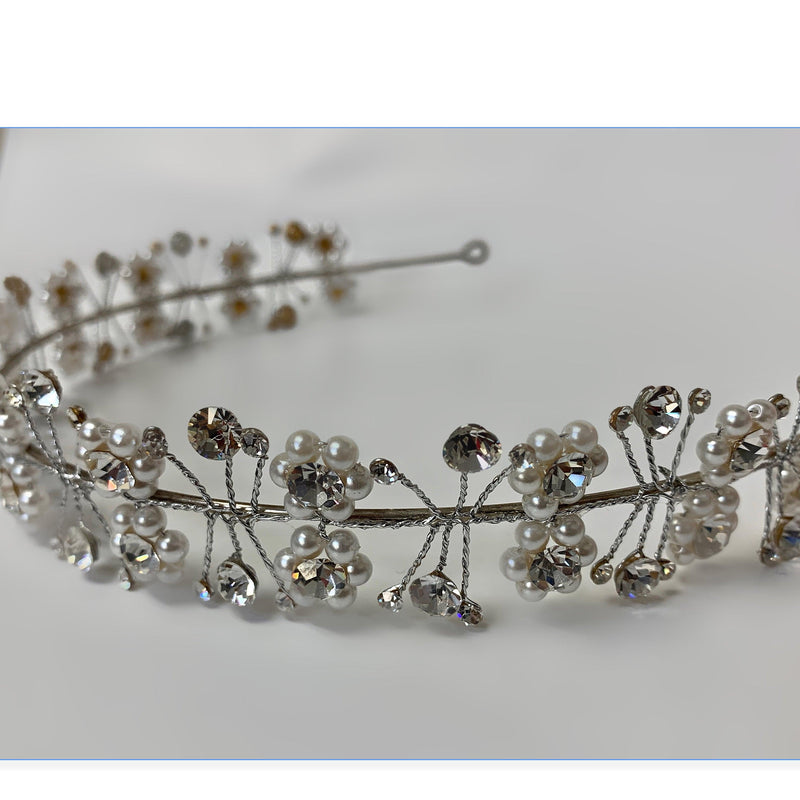 Tiara Pearl and Diamond Rhinestones Sterling Silver - Thenetjeweler