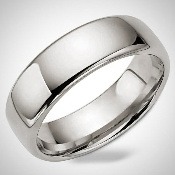 Traditional Men's Wedding Ring 14K White Gold Band 7.0 mm - Thenetjeweler