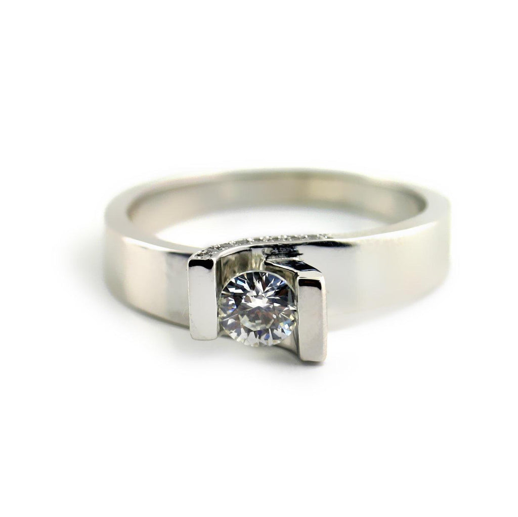 Cushion 0.5ct Diamond Ring Modified Tension Solitaire Engagement Ring