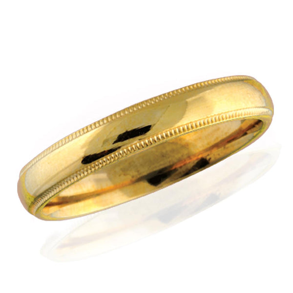 Milgrain Comfort Fit Wedding Ring in 14k Yellow Gold 4mm - Thenetjeweler