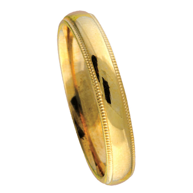 Milgrain Comfort Fit Wedding Ring in 14k Yellow Gold 4mm - Thenetjeweler