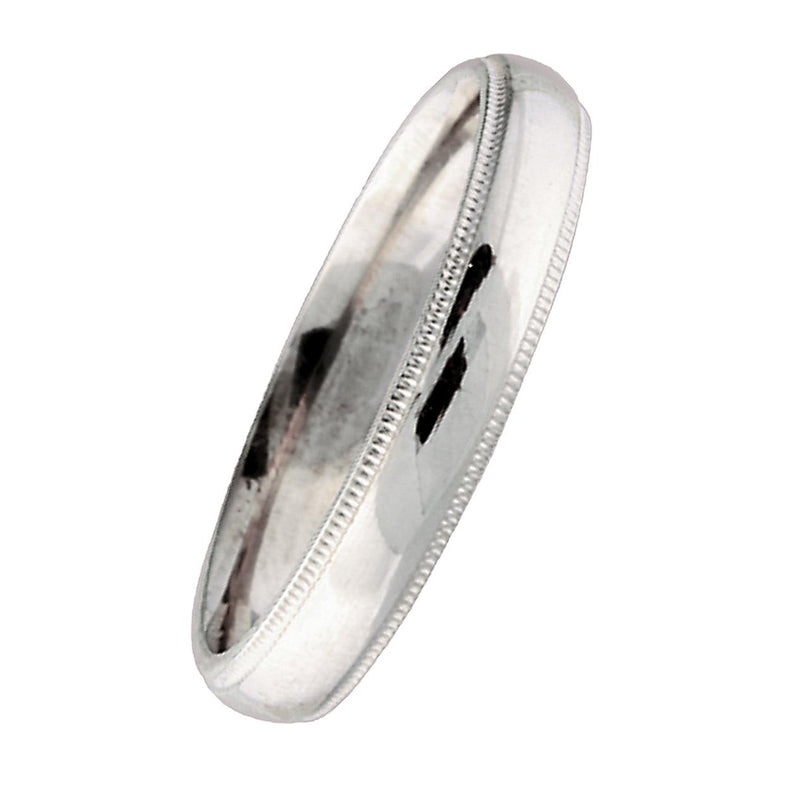 Milgrain Comfort Fit Wedding Ring in 14k White Gold 4 mm - Thenetjeweler