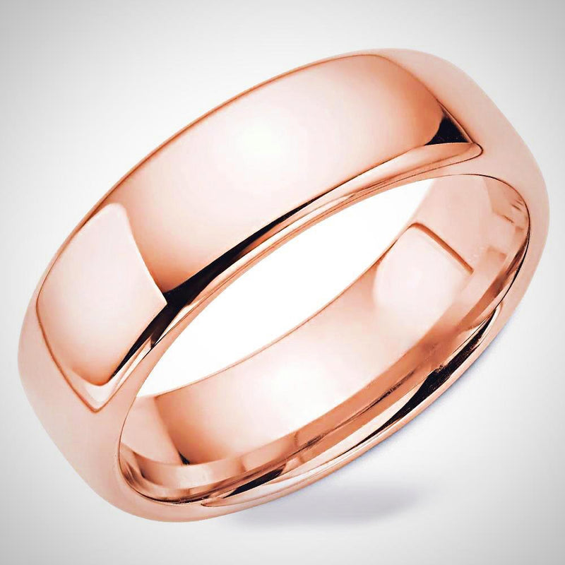 Traditional Men's Wedding Ring 14K Pink Gold Band 8.0 mm - Thenetjeweler