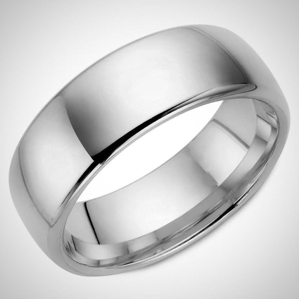 Traditional Men's Wedding Ring 14K White Gold Band 8.0 mm - Thenetjeweler