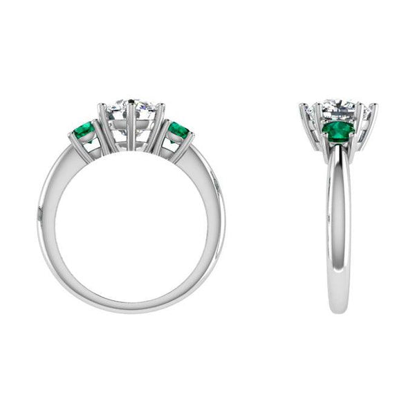 Emeralds and Diamond Trinity Ring - Thenetjeweler