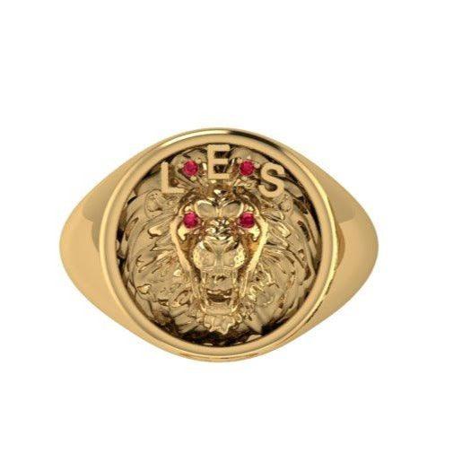 Men's Lion Ring with Ruby 10K Yellow Gold - Thenetjeweler